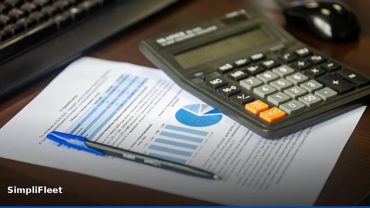 A financial director reviewing fleet management software costs on a dashboard, representing cost modeling and expense tracking.