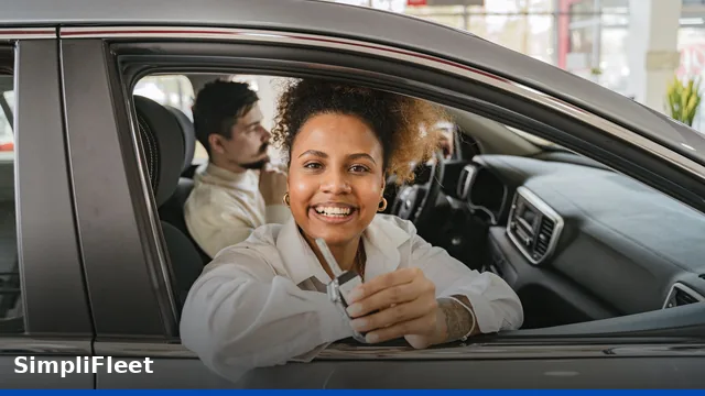 A modern dashboard displaying vehicle administration metrics, lease details, and upcoming compliance alerts for corporate fleet management.